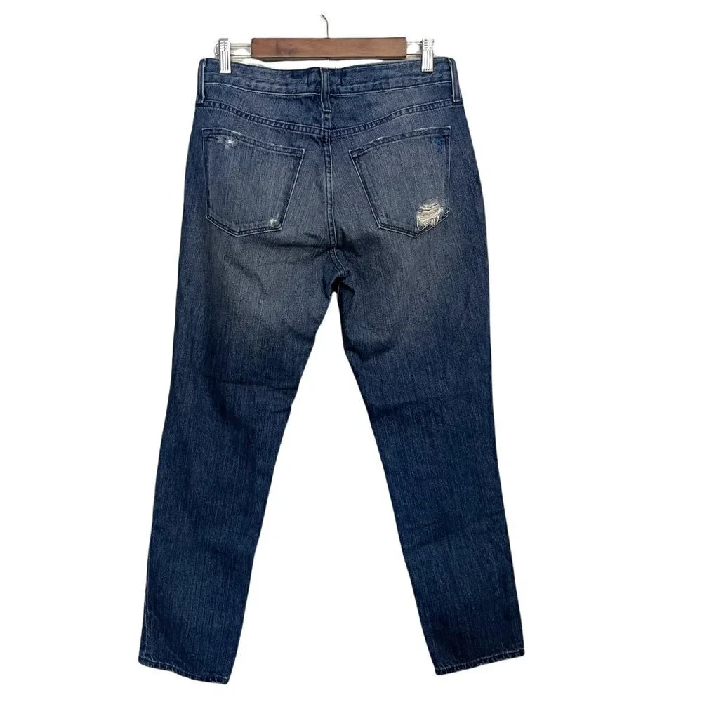 Big Star Women's Dark Wash Distressed Whiskered Billie Slim Slouch Jeans Size 12
